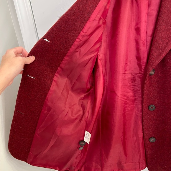 Eddie Bauer Vintage 100% Wool Blazer Pea Coat Red Size Petite XS Winter Ladies - Picture 9 of 10
